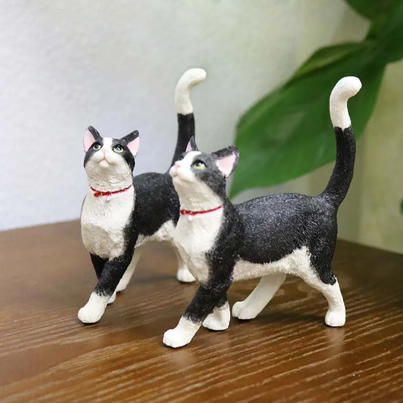 Mnotht 1/6 Черный Белый Кот модель корова кошка мини игрушки милые животные