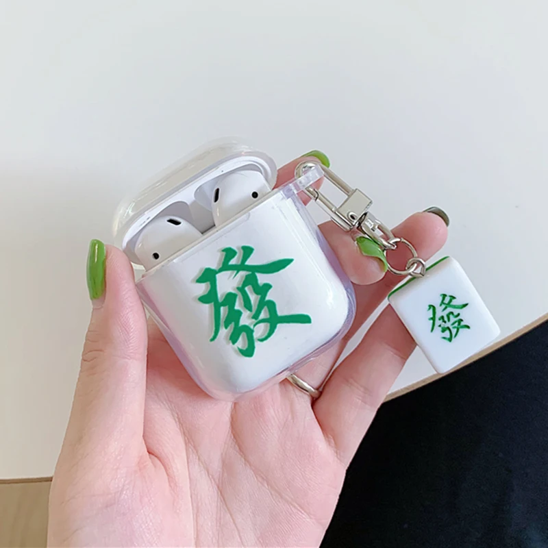 Популярный китайский чехол с рисунком Маджонга, Bluetooth, беспроводной Чехол для наушников для Apple Airpods 2 1, мягкий прозрачный чехол из ТПУ, чехол для наушников - Цвет: Only earphone box