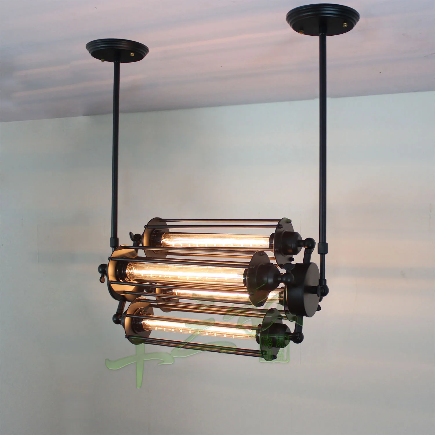 Железная Подвесная лампа Лофт 4 лампочки Эдисона. Промышленная металлическая