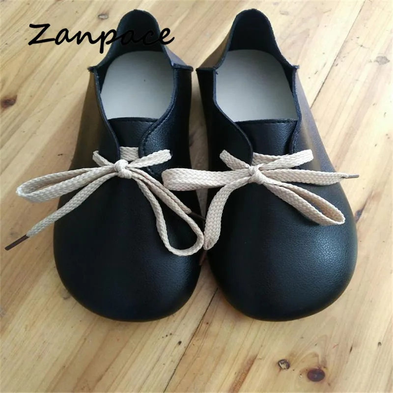 Туфли Zanpace женские на плоской подошве удобные кожаные туфли круглый носок