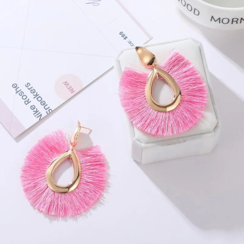 Новые Boho черные серьги с кисточками в форме капли металлический кулон Висячие серьги для женщин большие вечерние свадебные украшения 15 цветов