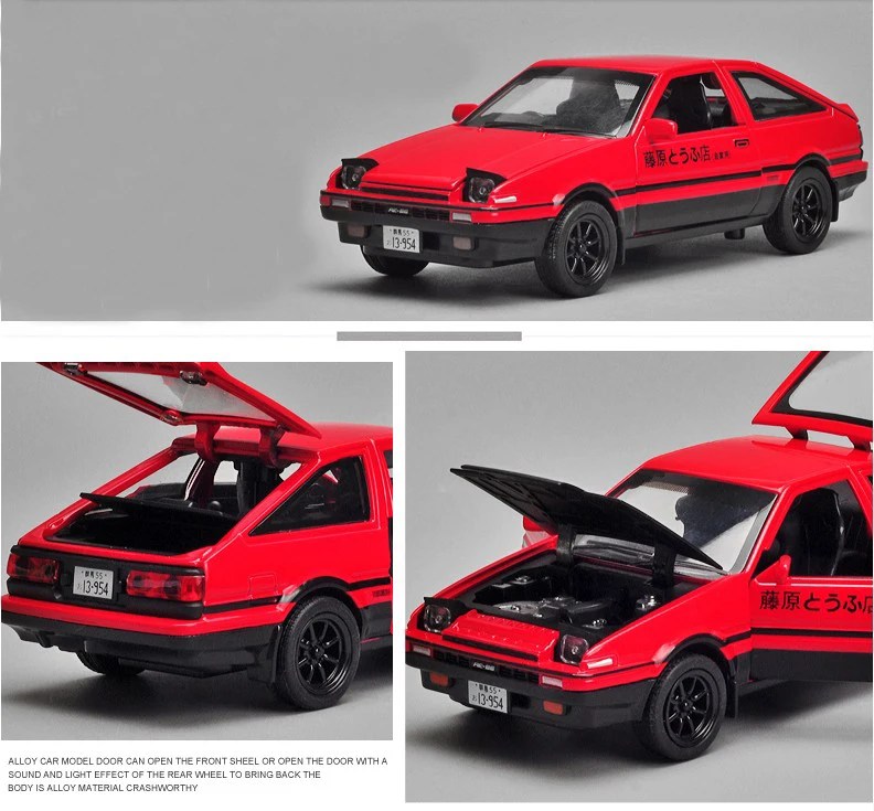 1:28 Toyota AE86 литая под давлением модель автомобиля игрушка со световым звуком для детей игрушки подарки