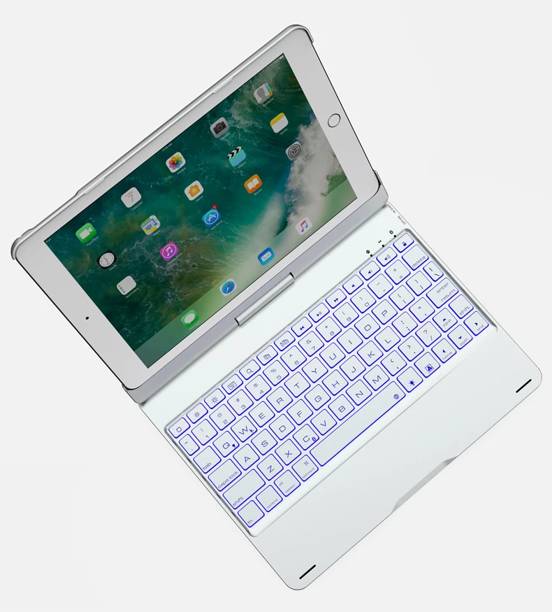 Роскошный 360 вращающийся алюминиевый сплав чехол для iPad Pro 9,7 Air/Air 2 цвета подсветка Беспроводная Bluetooth клавиатура крышка