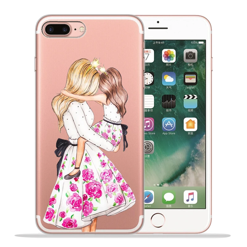 14 Милый модный роскошный чехол для маленьких девочек, чехол для iphone 8, 7, X, XS, Max, XR, 6, 7, 8 Plus, 5S, SE, мягкий прозрачный чехол для телефона Etui - Цвет: 14