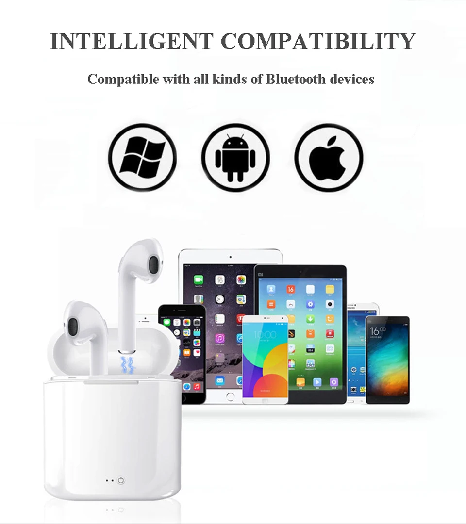 Soulusic i7s TWS мини-наушники Беспроводной Bluetooth наушники стерео наушники с зарядным чехол микрофон для IOS Android iPhone IPod