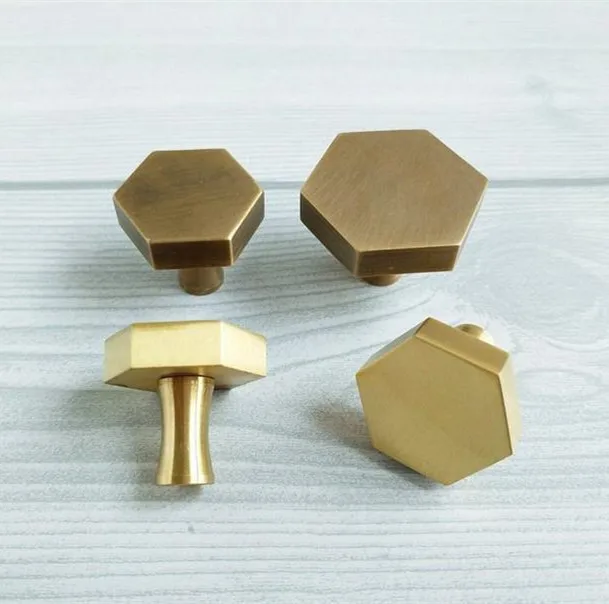 Медный шестигранник ручки старинный Бронзовый Шкаф Ручка комода выдвижные