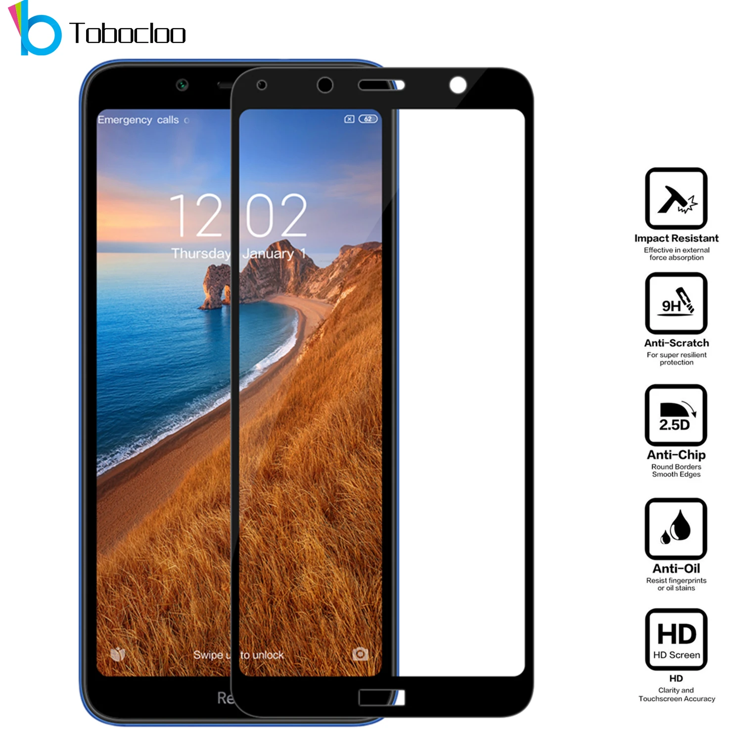 Защитное стекло 9H для XiaoMi RedMi 7A Red Mi RedMi7A закаленное с полным клеем 9 H