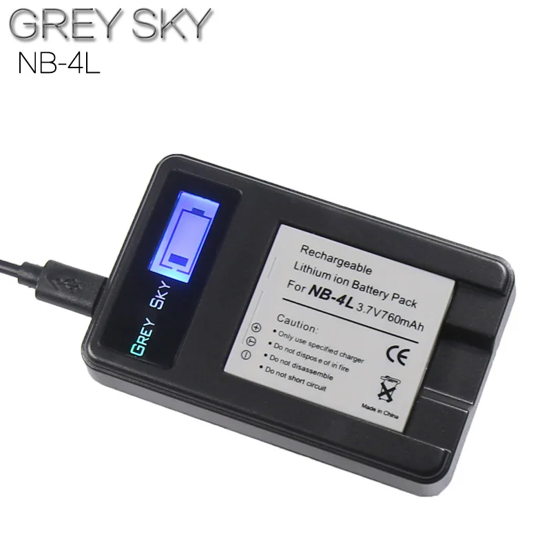 NB-4L NB 4L Li-Ion Батарея упаковке с открытыми порами+ ЖК-дисплей USB Зарядное устройство для Цифрового Фотоаппарата Canon IXUS 30 40 50 55 60 65 70 75 80 100 I20 110 115 120 130 117 220 - Цвет: charger and 1battery