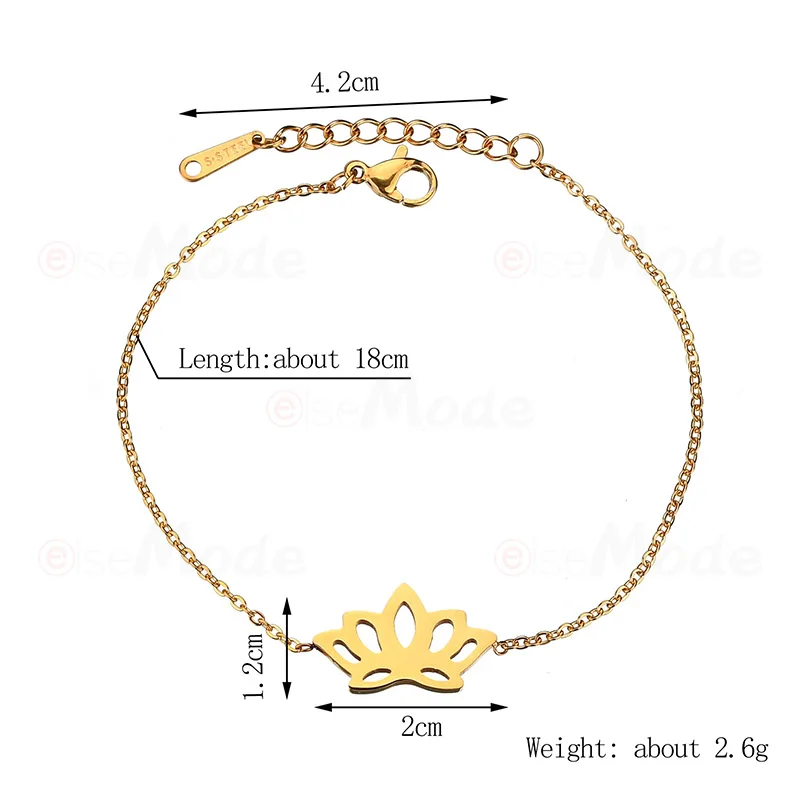 ELSEMODE модный браслет с полыми звеньями в виде лотоса титановая сталь золото