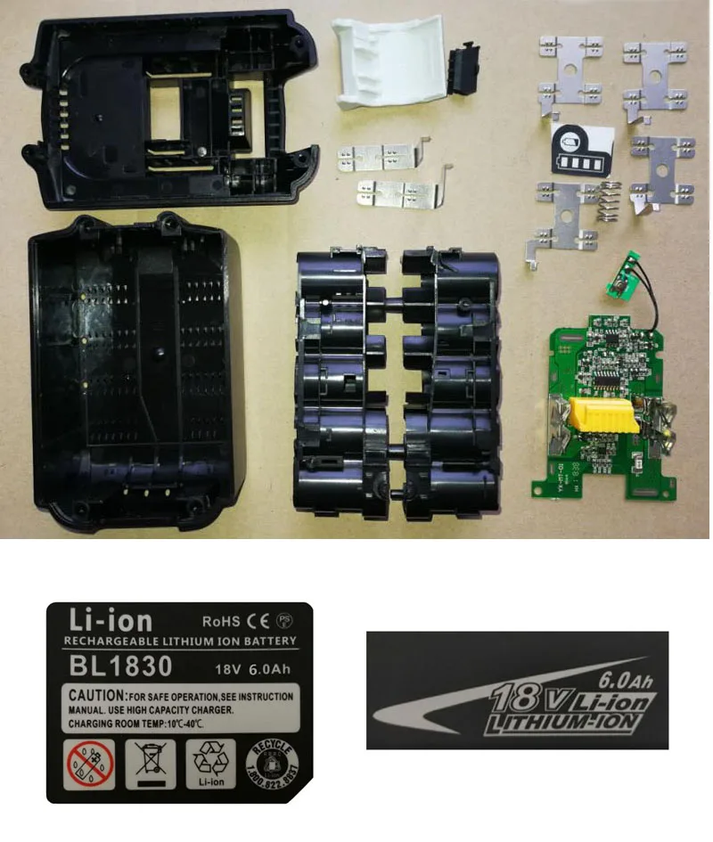 BL1830 пластиковый чехол для батареи PCB Защитная плата для зарядки коробка этикетка для MAKITA 18 в BL1850 3Ah 5Ah светодиодный индикатор литий-ионной батареи - Цвет: BOX PCB 6 Label