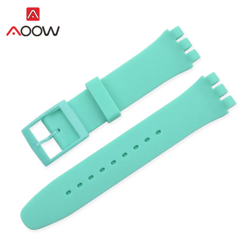 Mint green Красочные Силиконовый ремешок для наручных часов часы swatch 12 мм 16 мм 17 мм/19 мм/20 мм/резина, сменный ремешок для наручных часов, ремешок, автомобильные аксессуары, розовый цвет черный - Цвет ремешка: Mint green