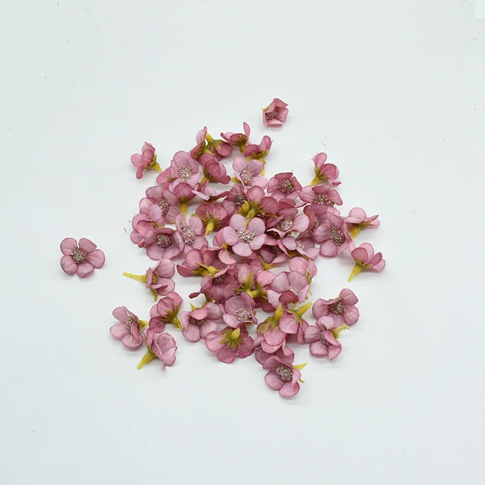 purple red 50 шт. мини шелковая Маргаритка, многоцветная искусственная Цветочная головка, скрапбукинг, сделай сам, Рождественская гирлянда, дешевые искусственные цветы для домашнего декора - Цвет: purple red