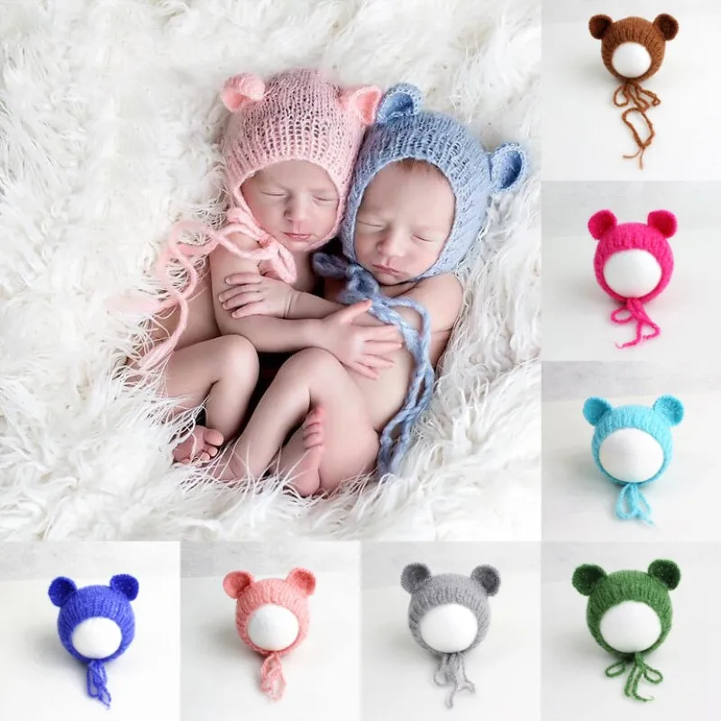 

0-1M Newborn Baby Hats Super Cute Knitted Babes Girls Boys Caps Infant Photograpy Accessories