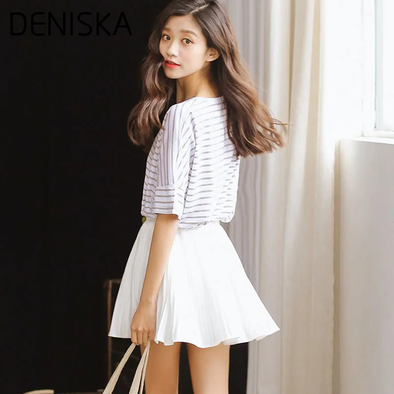 DENISKA 2018 лето новые корейские футболки Tide Половина рукава футболка Женская