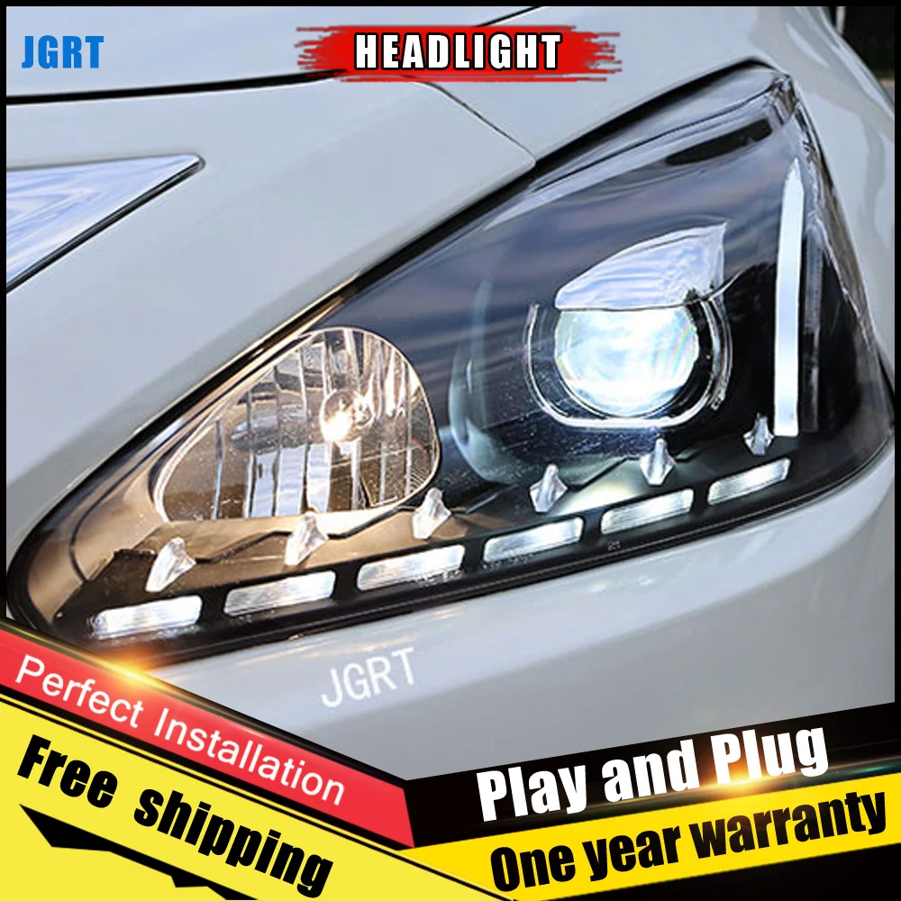 JGRT автомобиля Стиль светодиодный фары для Nissan Altima 2013-2015 налобный фонарь DRL