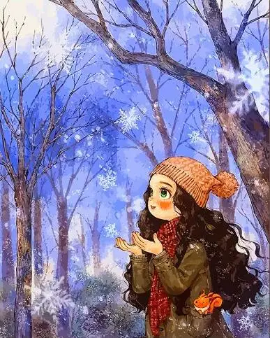 

Cioioil-X578 Милая кудрявая девушка в зимнем лесу DIY картина маслом по номерам для домашнего декора уникальный подарок