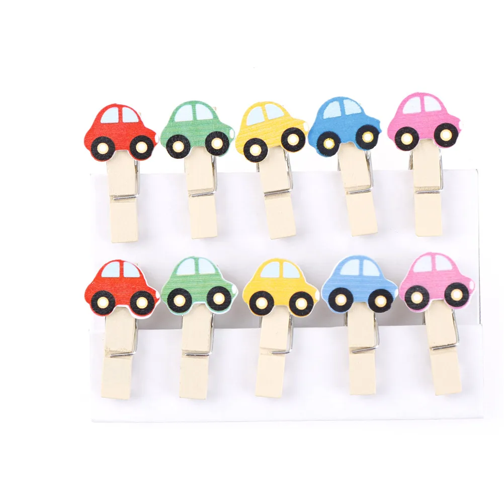10 шт./лот деревянные клипсы для украшения вечеринки с изображением мультяшного