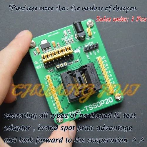 

STM8-TSSOP20 STM8S Programming Adapter IC Test Socket for TSSOP20 Package 0.65mm Pitch with SWIM Port