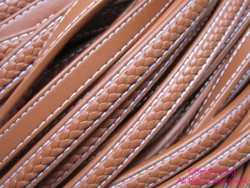 

Braided lace leather Brown 12x6mm leather cord Mens bracelet cord
