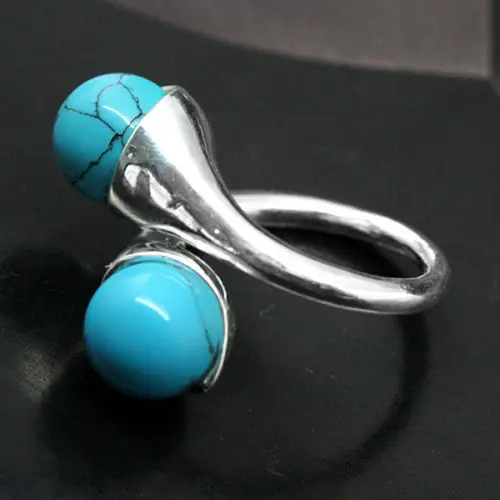 

Hot sell Noble- FREE SHIPPING>> wholesale Blue natural BEAD GEMS 925 STERLING SILVER RING SIZE 7 8 9 10