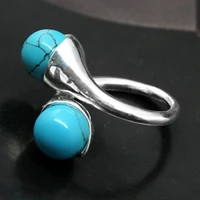 hot sell noble free shipping wholesale blue natural bead gems 925 sterling silver ring size 7 8 9 10