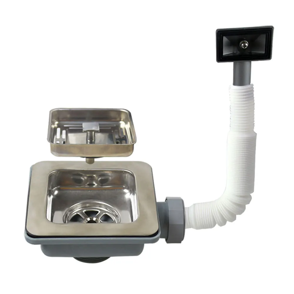 

Talea Deluxe 304 Нержавеющая сталь дезодорирующий Кухня раковина одиночный фильтр закрытый сеткой слив набор с дренажные трубы квадратные раковины ситечко