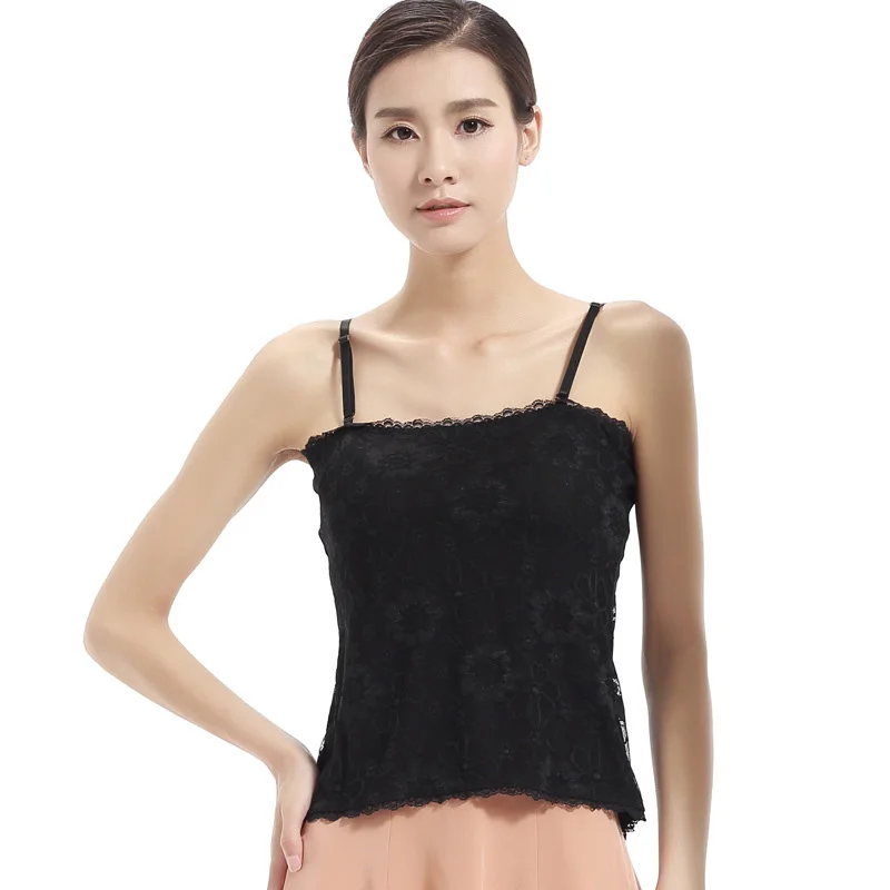 

100% Silk Knitted Lace Camisole Women Comfortable Silk Tank Top Women Underwear Plain Color With Adjusted Strap