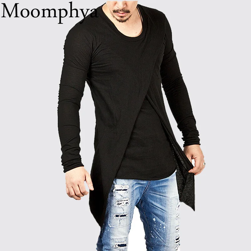Мужская футболка с длинным рукавом Moomphya длинная поперечным слоем и ласточкиным
