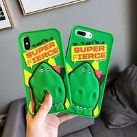 soft silicone black humor super fierce green dinosaur for iphoneoppovivohuaweimessage me the model before order thanks