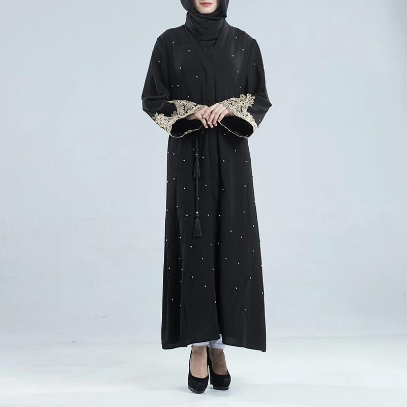 Abaya Дубайский мусульманский женский открытый передний кардиган винтажное