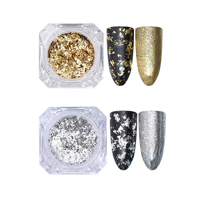 Серебряный золотой хлопья гвоздь блестки Хамелеон Bling Зеркало Блестки для ногтей Пудра пайетки DIY Дизайн ногтей украшения УФ гель - Цвет: 1