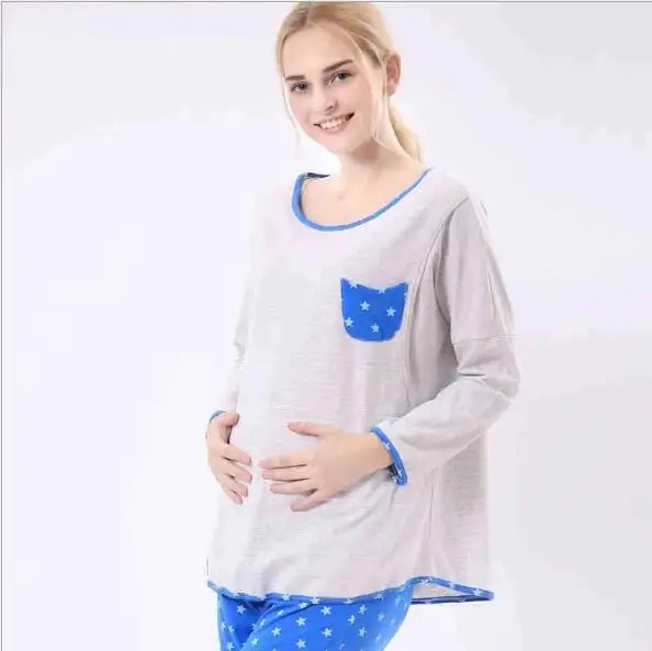 Fdfklak L XL XXL весенне-осенние пижамы для беременных женщин кормящих мам пижама
