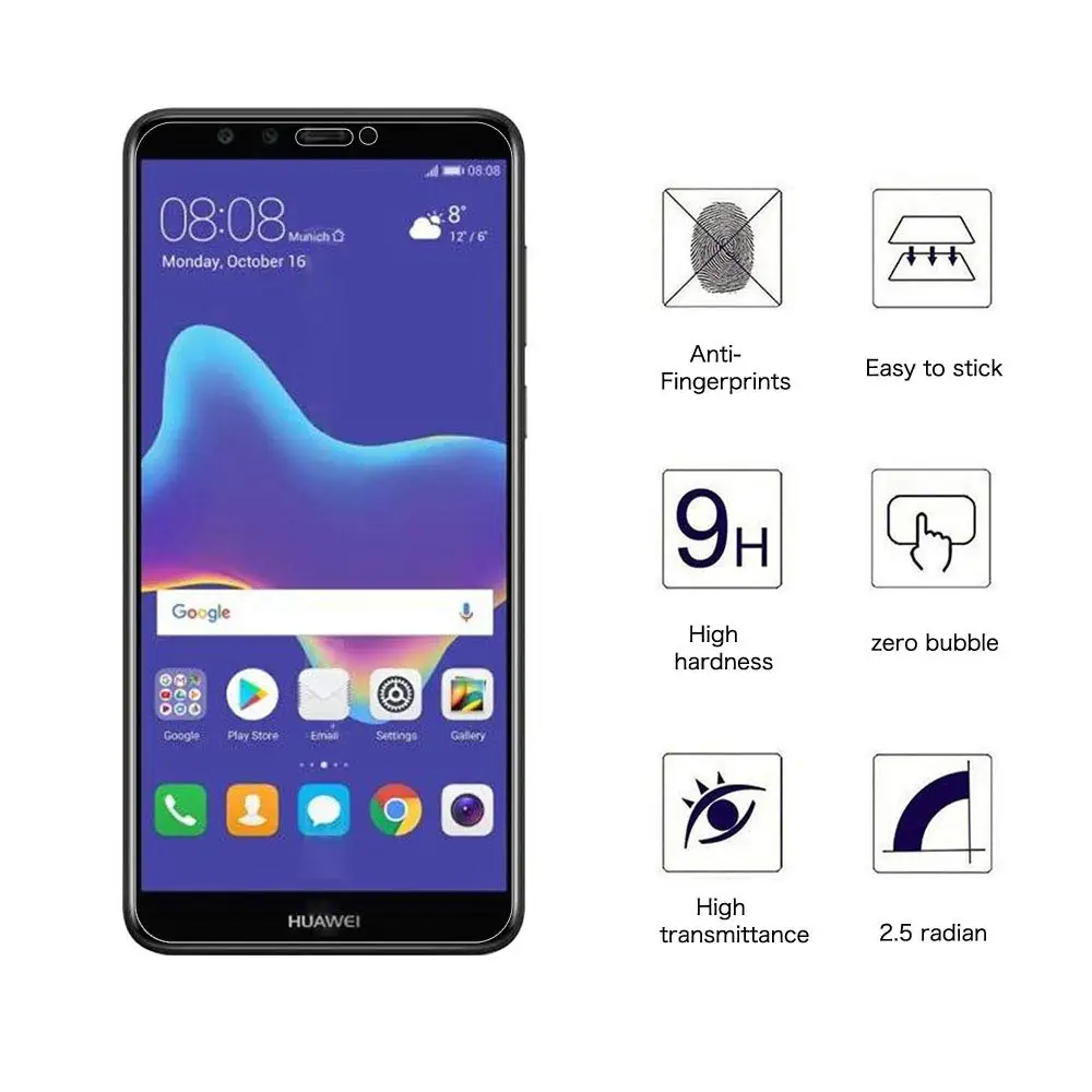 2.5D с уровнем твердости 9 H Экран протектор для HuaWei Y6 Y5 Y7 Y9 2018 закаленное Стекло