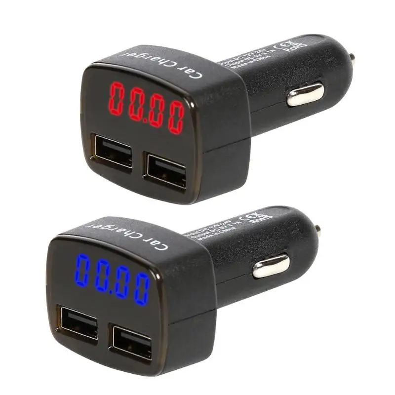 Устройство для автомобиля с двумя портами USB Зарядное устройство 4 в 1 термометр