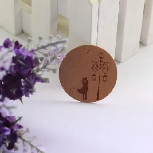 Новое поступление 100 шт./лот коричневые крафт бумажные бирки круглые для