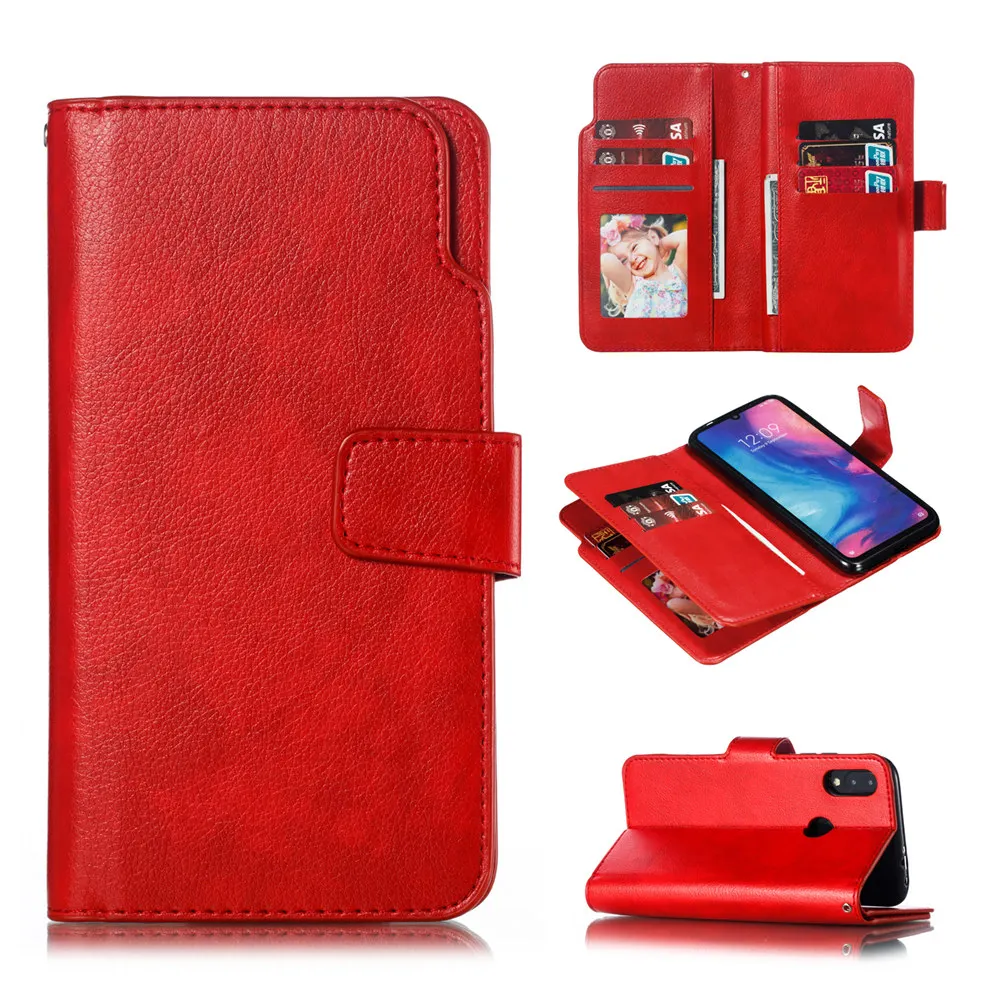 Чехол-книжка с 9 отделениями для карт для Xiaomi mi 8 Lite 9 Red mi Note 7, роскошная откидная Обложка для бумажника, Кожаная Обложка для Red mi 6 Note 5 6 Pro 4 4X