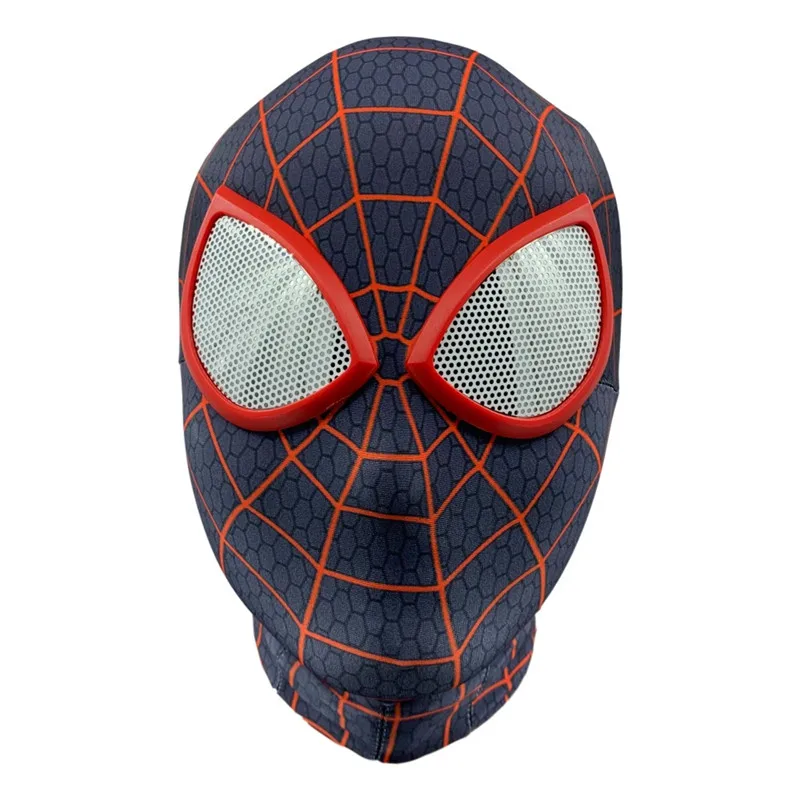 Miles Morales Mask Потрясающая маска Человека-паука 3D цифровая печать красные черные линзы Человека-паука маска принадлежности для Хэллоуина супергерой косплей реквизит - Цвет: Miles Morales Mask