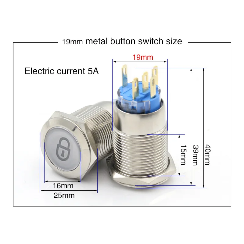 16mm19mm22mm metal button switch self-locking multiple figures can be customized total 12v 24v 110v 220v | Обустройство дома