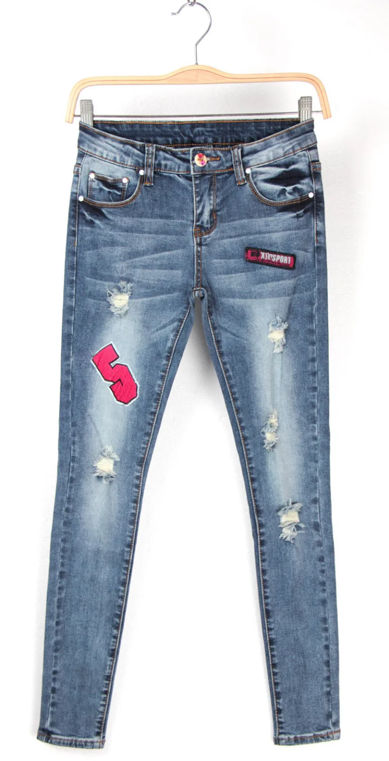 Лидер продаж модные женские/женские хлопковые рваные джинсовые брюки в стиле