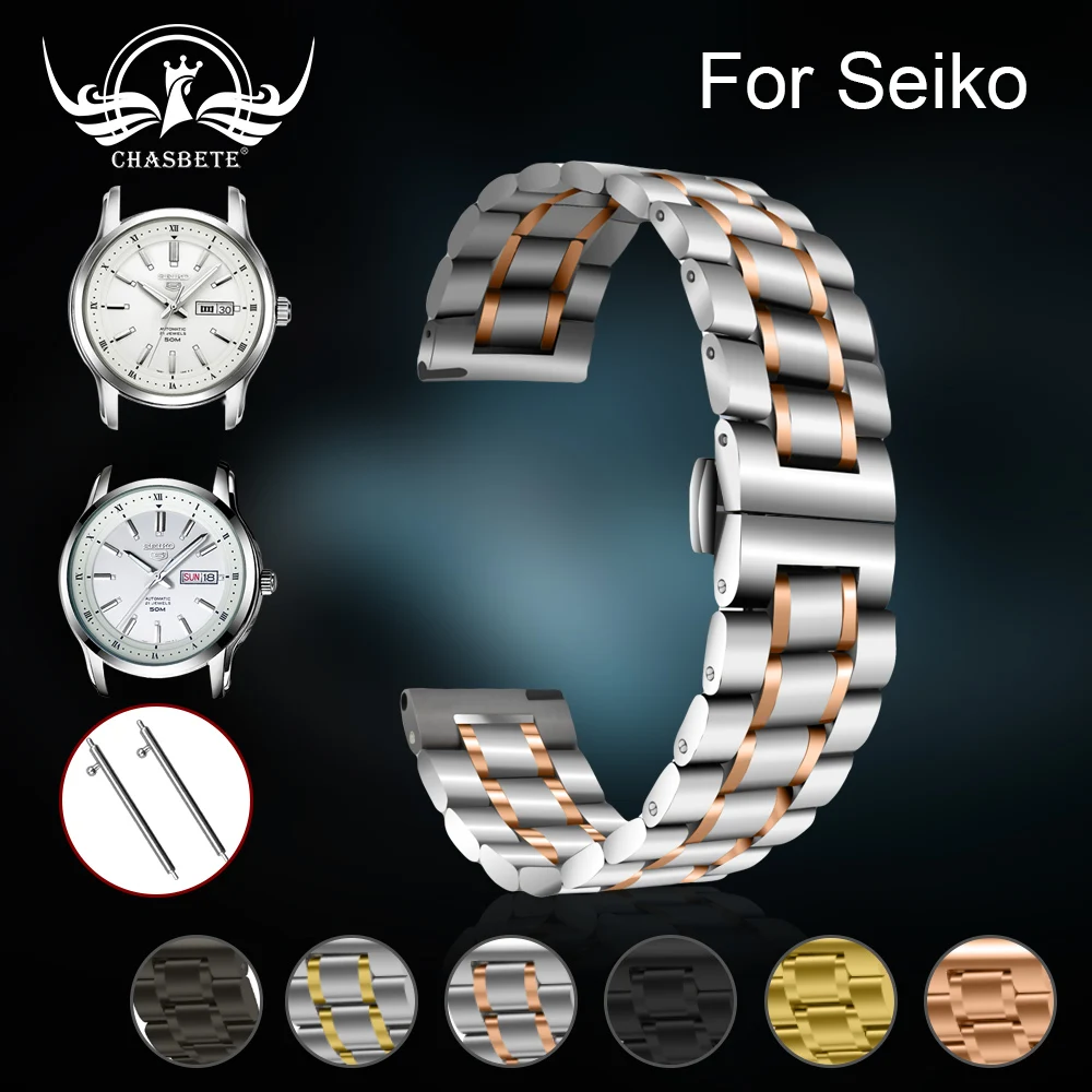 Ремешок для часов Seiko из нержавеющей стали 20 мм 22 серебристый|Ремешки часов| |