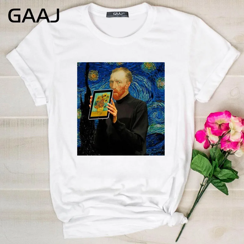 GAAJ "Van Gogh Van Goghing Van Gone", Футболка для женщин, женские футболки, одноцветная Футболка с принтом размера плюс, дизайнерская футболка для влюбленных 8YCDH