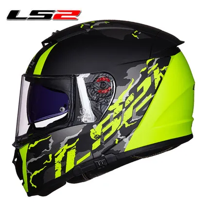 Yellow land LS2 FF390 мужской мото rcycle шлем с двойными линзами с противотуманной пленкой pinlock хромированное зеркало полное лицо гоночный мото шлемы - Цвет: Yellow land