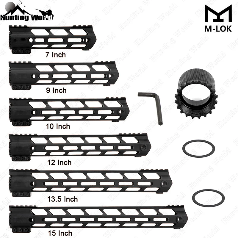 

Тактический 7 "9" 10 "12" 13,5 "15" свободный поплавок M-LOK Handguard Top Picatinny Rail Mount со стальной бочковой гайкой для охоты страйкбола
