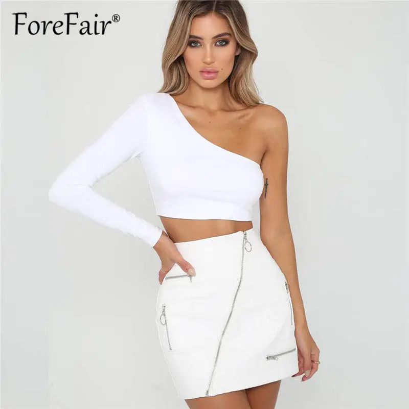 Forefair женская футболка 2018 облегающий укороченный топ с длинным рукавом на одно