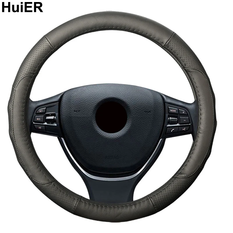 HuiER крышка рулевого колеса автомобиля из натуральной коровьей кожи дышащая