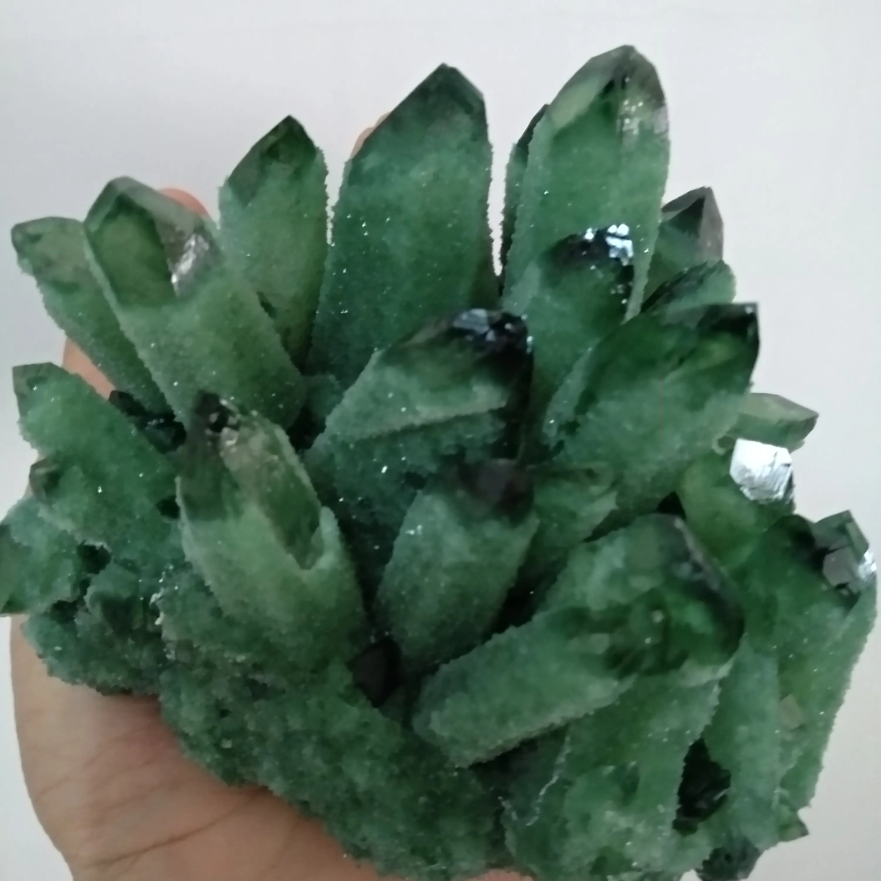 300 900 г натуральный зеленый Ghost Phantom Quartz с украшением в виде кристаллов кластера