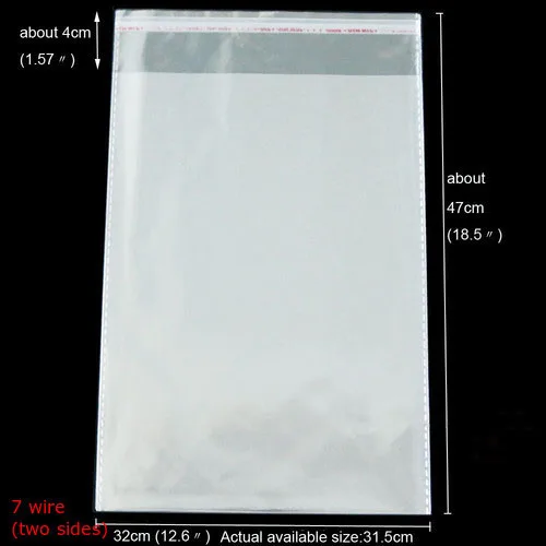 50pcs 32x47cm 50 шт/100 шт многоразовые пластиковые пакеты для подарков, упаковка большого размера, прозрачные самоклеящиеся прозрачные целлофановые Opp пакеты, вечерние, декоративные - Цвет: 50pcs 32x47cm