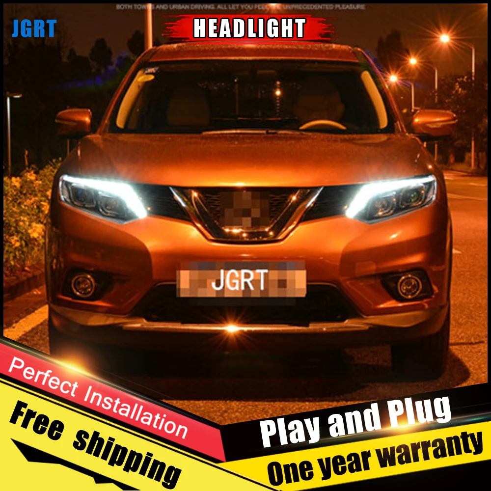 Автомобильный Стиль светодиодный фары для Nissan X Trail 2014 2016 налобный фонарь