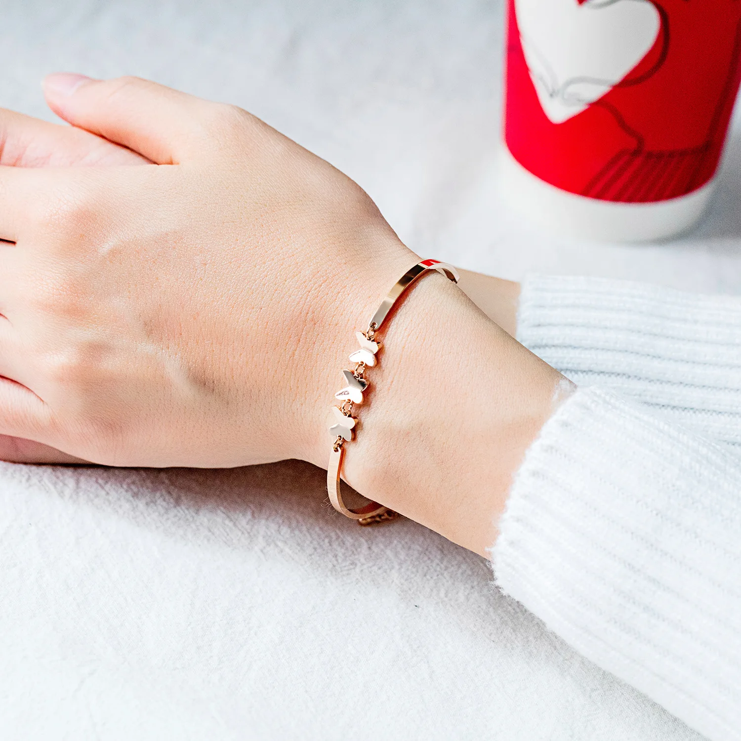 Корейская мода нержавеющая сталь Бабочка титановая Женский Регулируемый