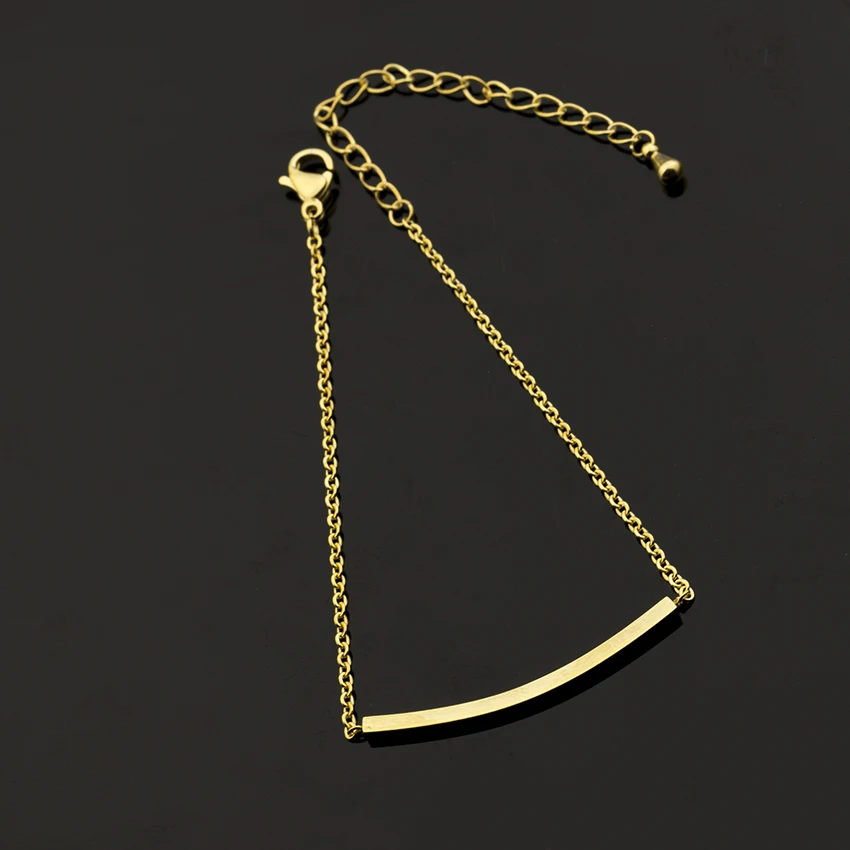 Розовое золото Цвет простые тонкие изогнутый стержень формы Браслеты для Для